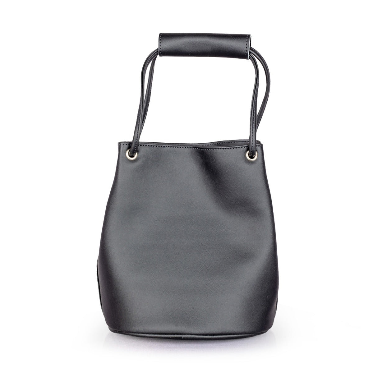 Black PU Leather Bucket Shoulder Bag