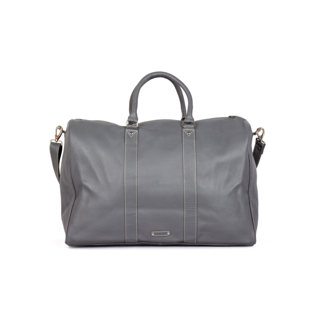 Leather Duffel Bag Grey