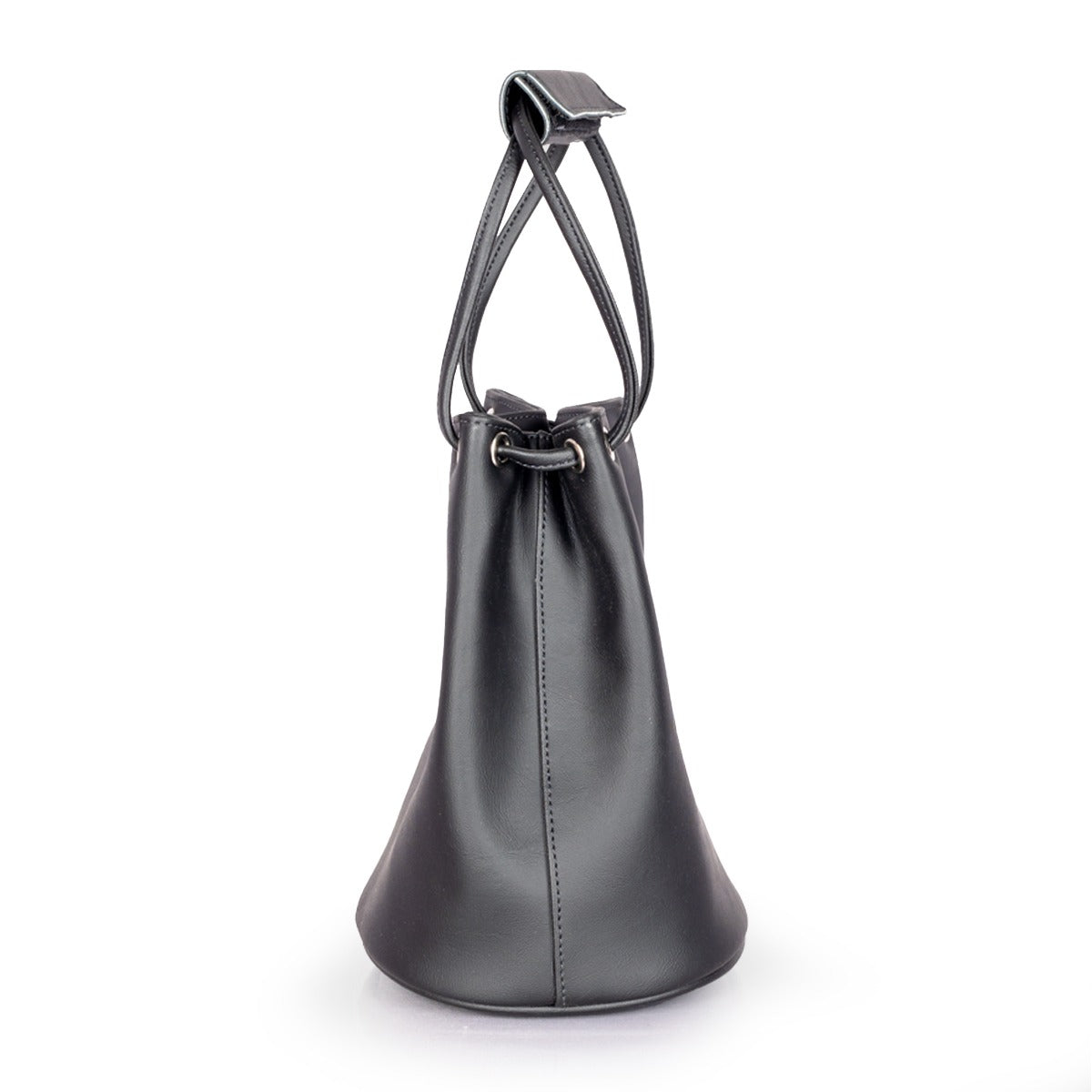 Black PU Leather Bucket Shoulder Bag