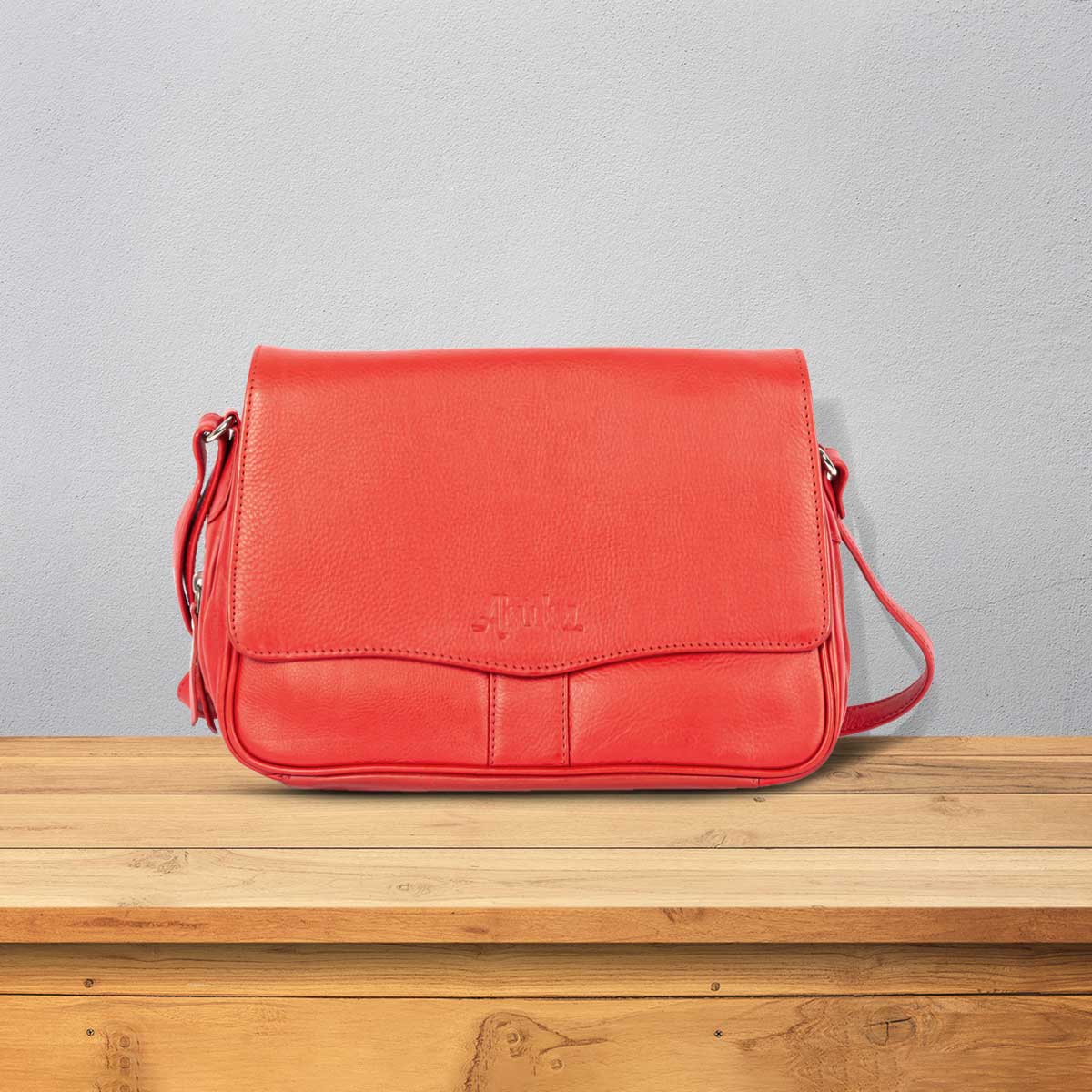 Red Color leather shoulder bag