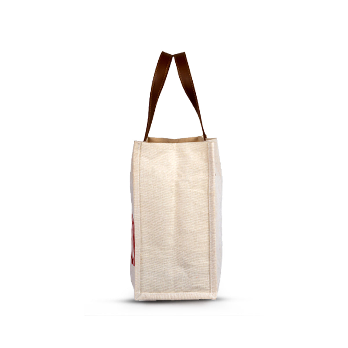 Jute Fashion Tote with Leather Handle