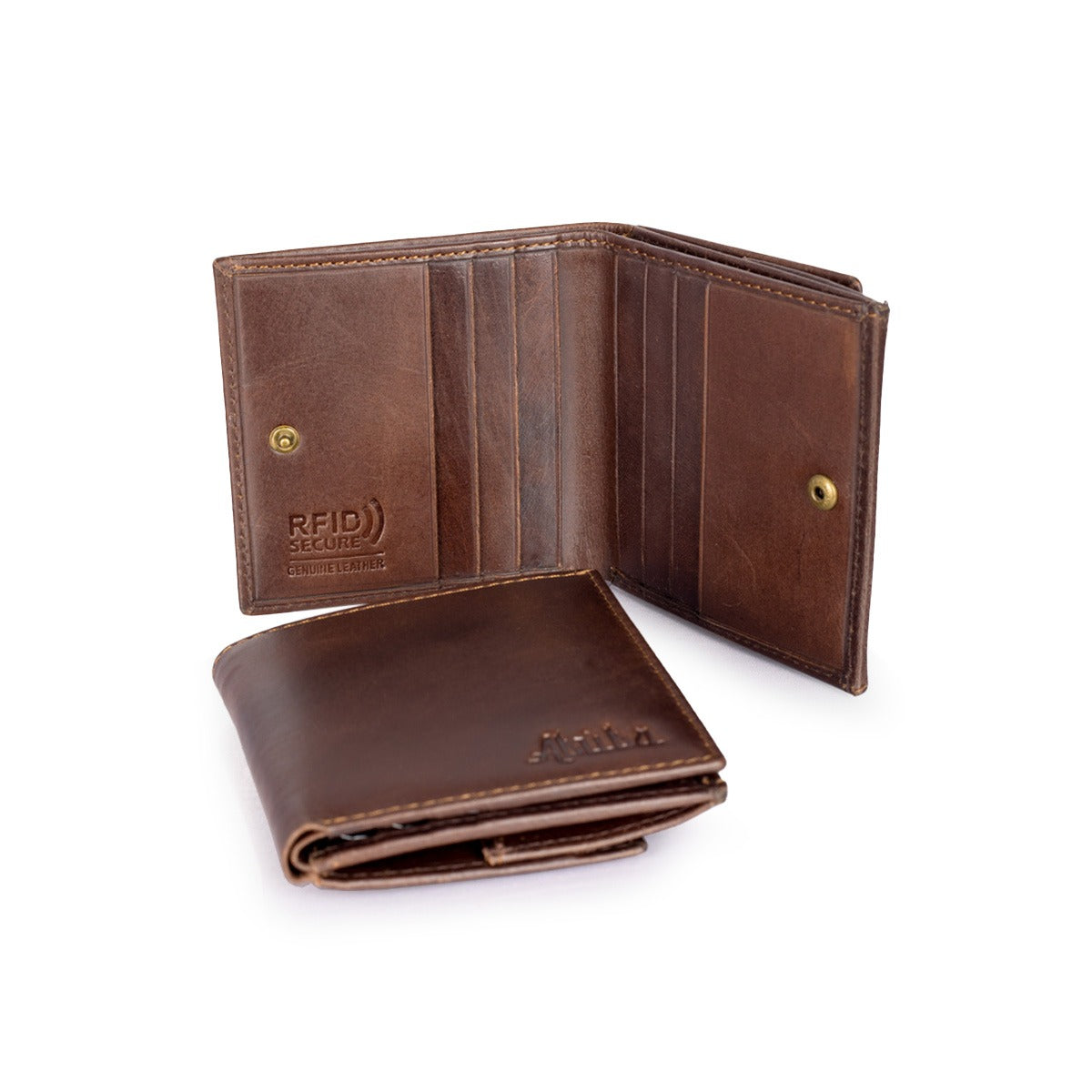 Unisex Brown Leather Wallet