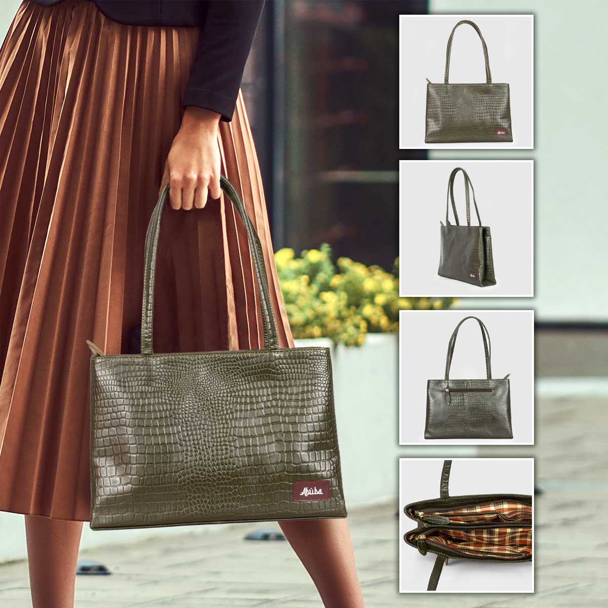 Olive Leather Bags For Women