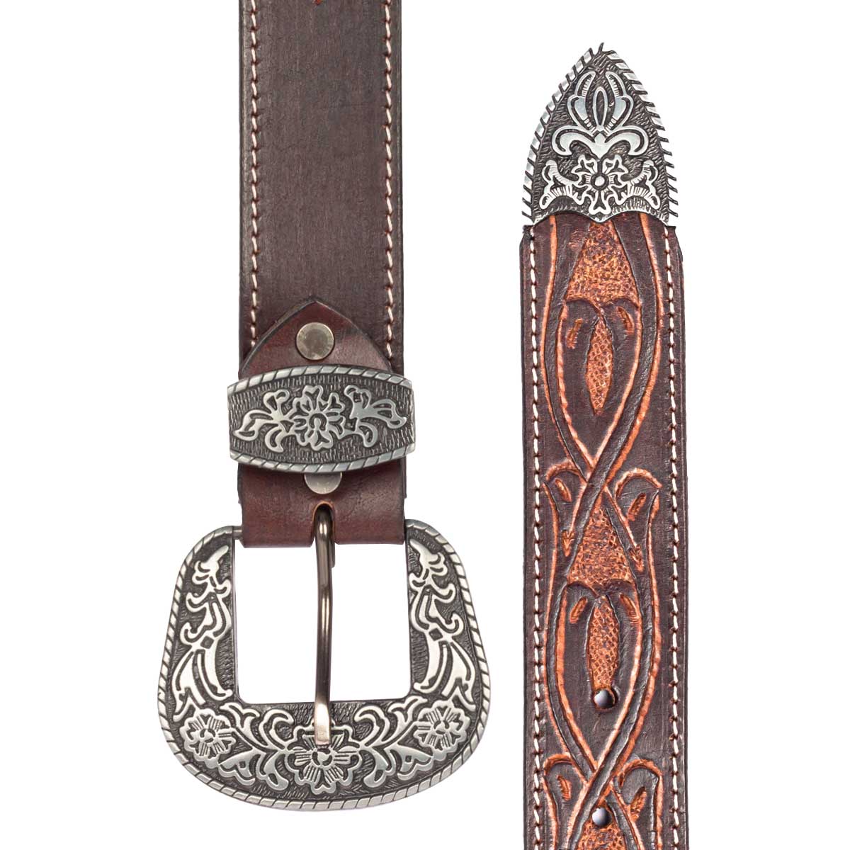 Brown leather belt for Men