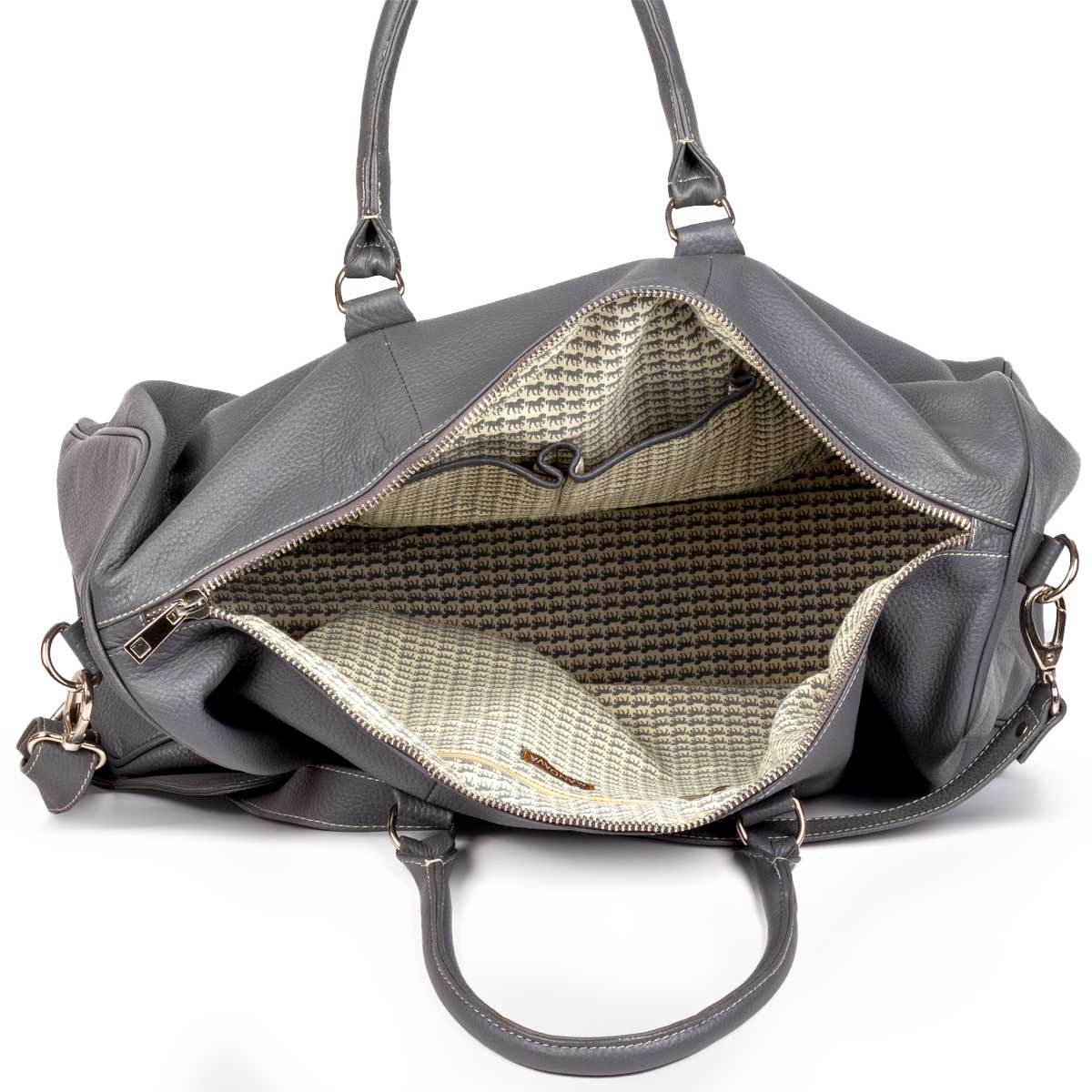 Leather Duffel Bag Grey