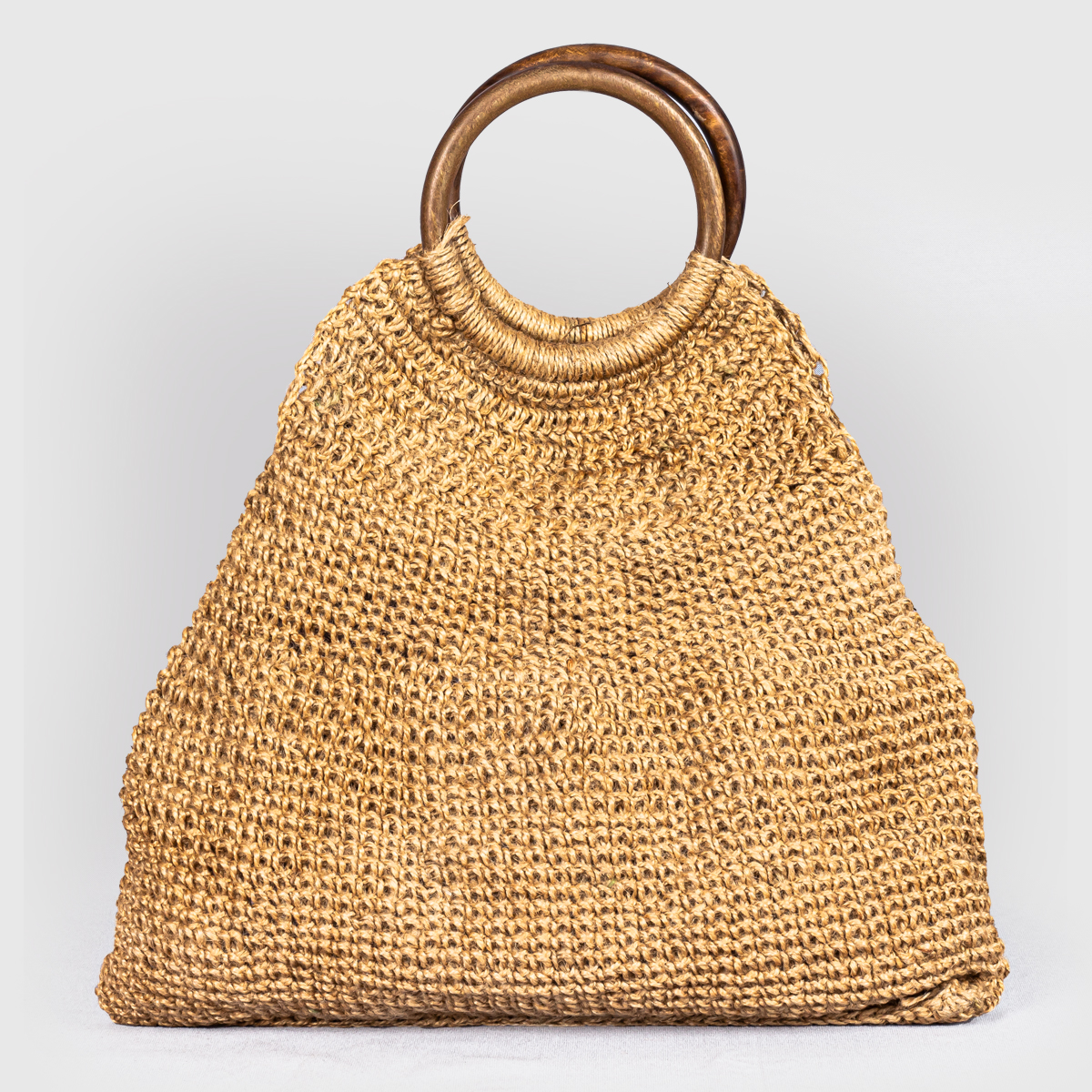 Jute Fashion Bag With Wooden Handle for Women - Bags Basket